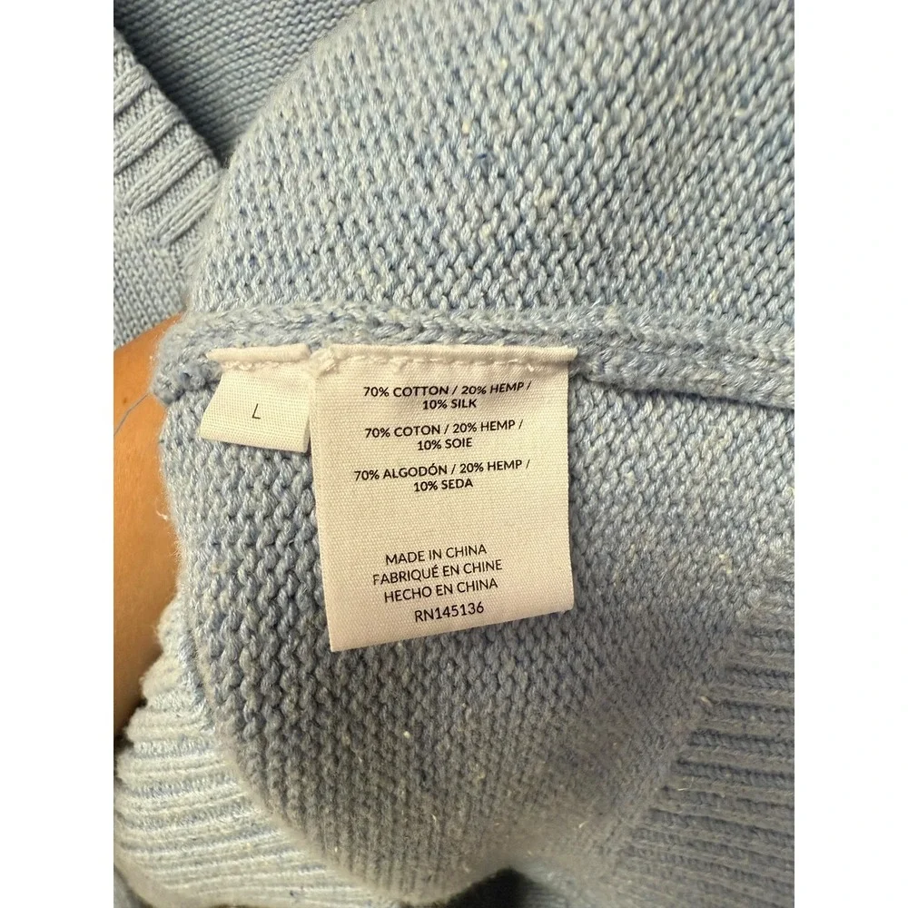 NAADAM Donegal Cardigan Sweater‎ Light Blue Womens L Cotton Silk Blend Cozy EUC
